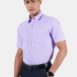 Ramraj Purple Cotton Regular Fit Self Pattern Shirt image 3