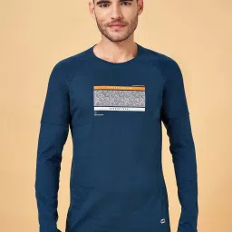 Ajile by Pantaloons Teal Slim Fit Printed Crew T-Shirt image 3