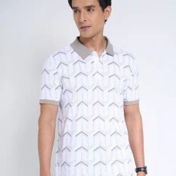 Peregrine By Pantaloons White Slim Fit Printed Polo T-Shirt-picture-46