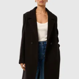 Forever New Black Solid Full Sleeves Coat image 1