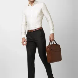 Peter England Beige Cotton Slim Fit Checks Shirts image 5