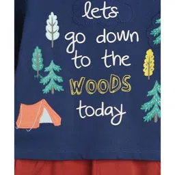 MINIKLUB Kids Navy & Rust Printed Full Sleeves T-Shirt with Pants image 3