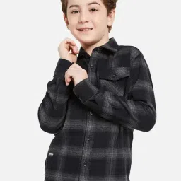 Octave Kids Black Cotton Chequered Full Sleeves Shirt-picture-10