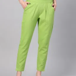 Jaipur Kurti Parrot Green Solid Pants image 1