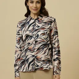 Allen Solly Beige Regular fit Print Shirt image 1