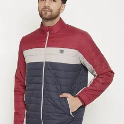 Duke Navy Blue & Maroon Regular Fit Quilted Jacket image 3