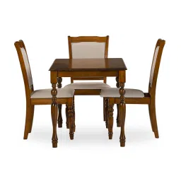 Durian Franceska Brown & Beige Solid Wood 4 Seater Dining Table Set image 3