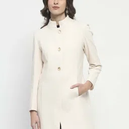 MADAME Off White Solid Coat image 1