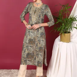 Vaamsi Dark Blue Printed Straight Kurta image 3