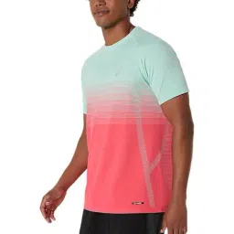 Asics Men's Coral Reef & Oasis Green Seamless Ss T-Shirt image 3