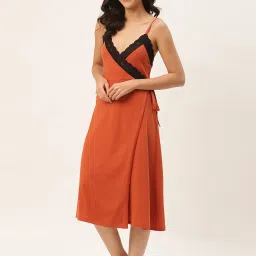 Ms.Lingies Orange Lace Work Nighty image 3