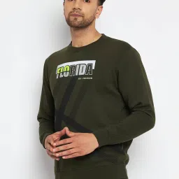 Duke Dark Olive Regular Fit Printed Sweatshirt image 3