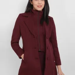 Allen Solly Maroon Regular Fit Long Jacket image 1