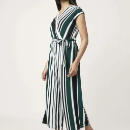 Annabelle by Pantaloons Green & White Striped Jumpsuit image 3