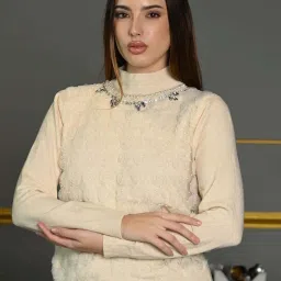 Odette Cream Embellished Sweater image 1