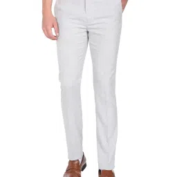 Arrow New York Light Grey Slim Fit Checks Trousers image 1