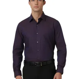 Van Heusen Purple Cotton Regular Fit Self Shirt image 1
