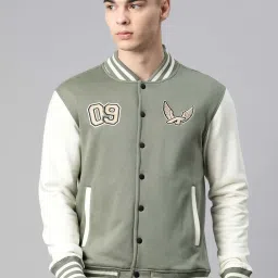 ALCIS Green & Cream Regular Fit Printed Sports Jacket image 1