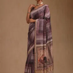 Soch Purple Tussar Geometric Print Saree image 3