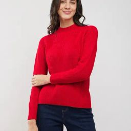 Fablestreet Red Acrylic Regular Fit Sweater-picture-30