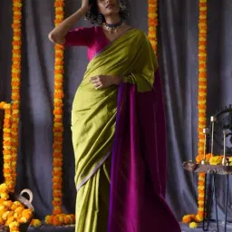 Suta Green Cotton Woven Design Saree Without Blouse-picture-31