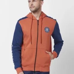 Giordano Orange Regular Fit Colour Block Hooded Sweatshirt image 1