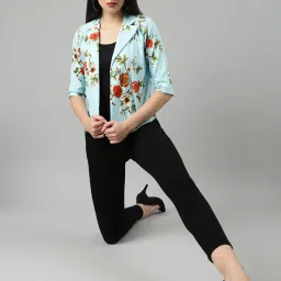 showoffff SHOWOFF Blue Floral Print Blazer image 3