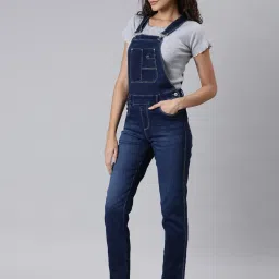 showoffff SHOWOFF Blue Denim Midi Dungaree image 3