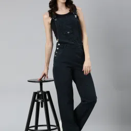 showoffff SHOWOFF Navy Denim Maxi Dungaree image 3