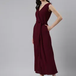 showoffff SHOWOFF Purple Georgette Maxi Jumpsuit image 3