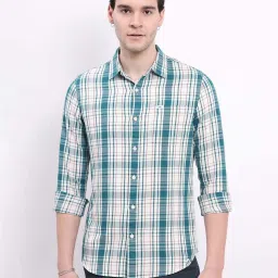 Lee Blue & White Slim Fit Check Cotton Shirt image 1