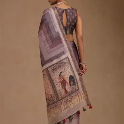 Soch Purple Tussar Geometric Print Saree image 2