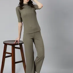 showoffff SHOWOFF Sage Green Cotton Blend Regular Fit Tracksuit image 3