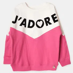 Angel & Rocket Kids Pink & White Cotton Printed Full Sleeves Sweatshirt image 1