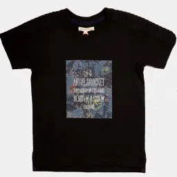 Angel & Rocket Kids Black Cotton Printed T-Shirt image 1