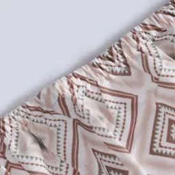 Maspar Jude Peach Cotton Geometric 144 TC Double Fitted Bedsheet with 2 Pillow Cases image 3