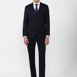 Van Heusen Navy Slim Fit Self Pattern Three Piece Suit image 1