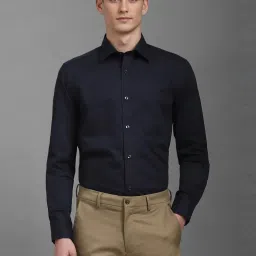 Louis Philippe Navy Cotton Regular Fit Self Pattern Shirt image 1