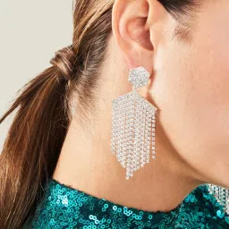 Accessorize London Statement Stud Waterfall Dangler Earrings image 1