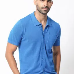 Rare Rabbit Blue Cotton Regular Fit Solid Shirt-picture-24