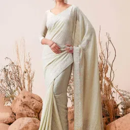 Soch Sap Green Embellished Saree With Unstitched Blouse image 1