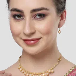 Karatcart Golden Pearl Studded Necklace Set for Women-image-43
