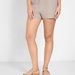 Honey By Pantaloons Brown Cotton Regular Fit Striped Shorts-picture-49