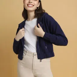Forever 21 Navy Regular Fit Hoodie-image-45