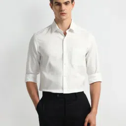 Arrow White Cotton Slim Fit Texture Shirt-picture-20