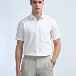 Arrow Off-White Cotton Regular Fit Self Pattern Shirt-picture-37