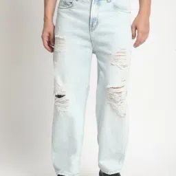 Bene Kleed Blue Cotton Straight Fit Solid Jeans-image-15