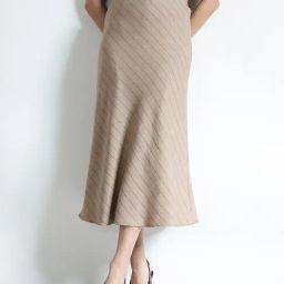 Fablestreet Brown Viscose Rayon Striped Skirts-picture-29