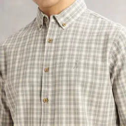Thomas Scott Grey Linen Slim Fit Checks Shirt image 5