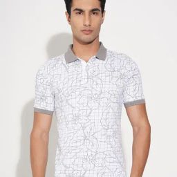 Peregrine By Pantaloons Flint Gray Slim Fit Printed Polo T-Shirt-picture-15